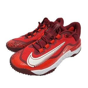 Nike Alpha Huarache Elite 4 Baseball Turf Shoes Mens 7.5 Red White DJ6523-616
